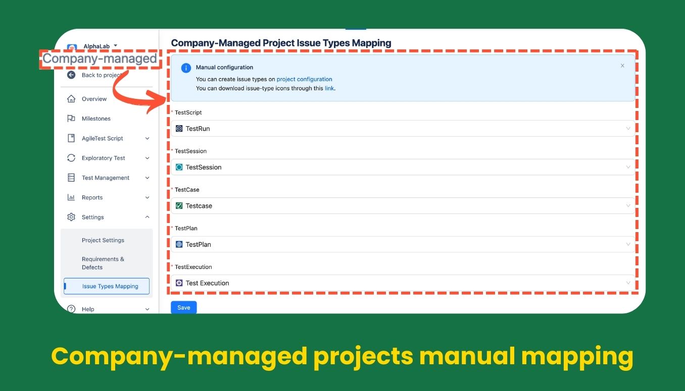 Company-Managed Projects Manual Issue Types Mapping