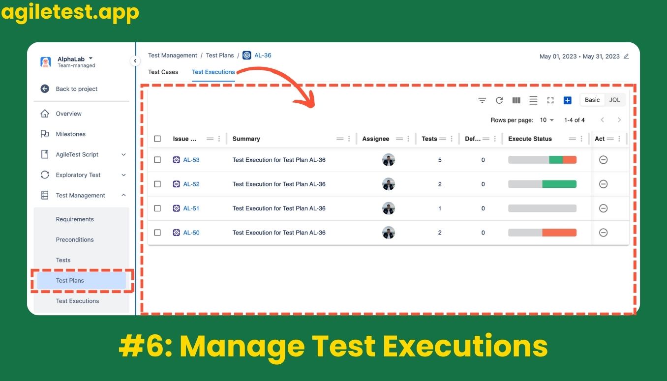 Manage Test Executions