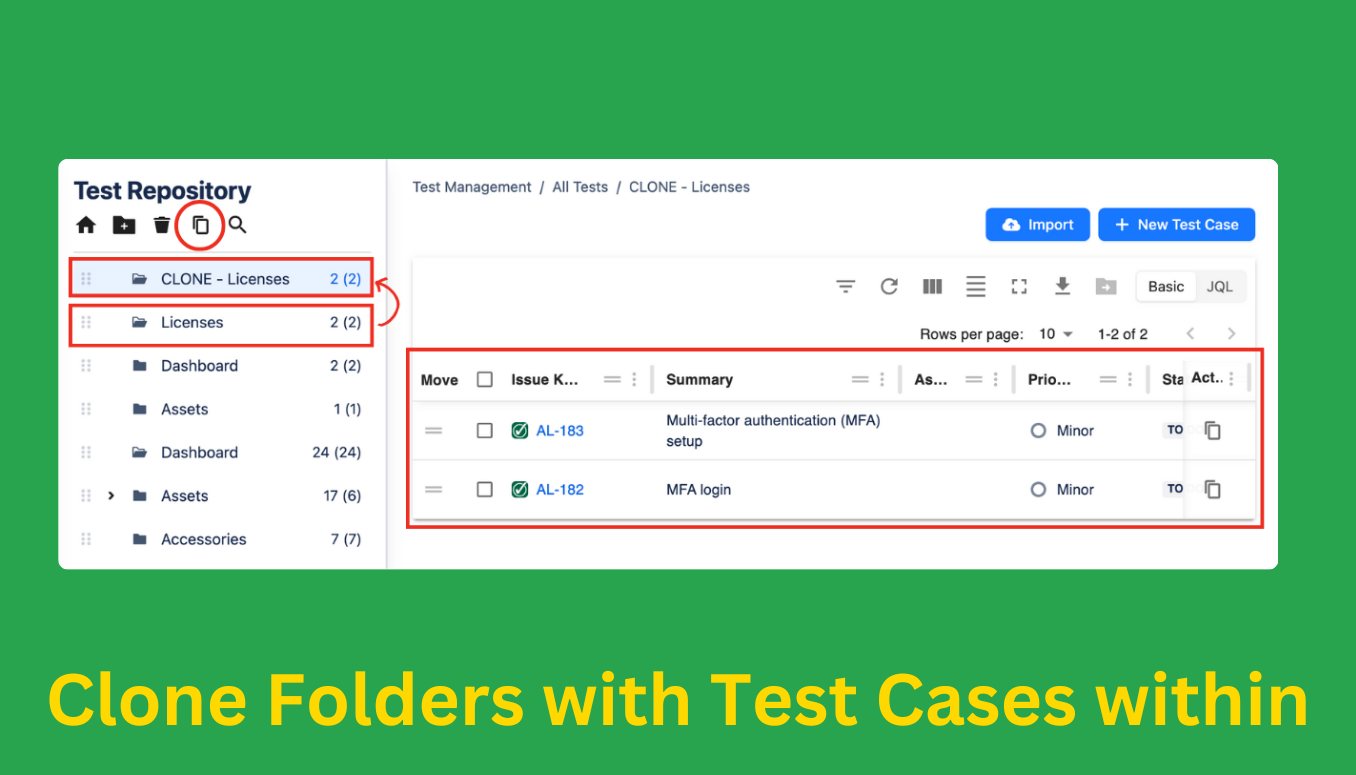 Cloning Folders with test Case