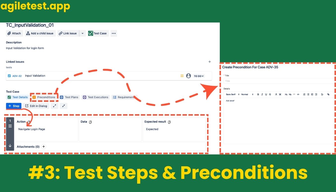 Add Step Test and Preconditions