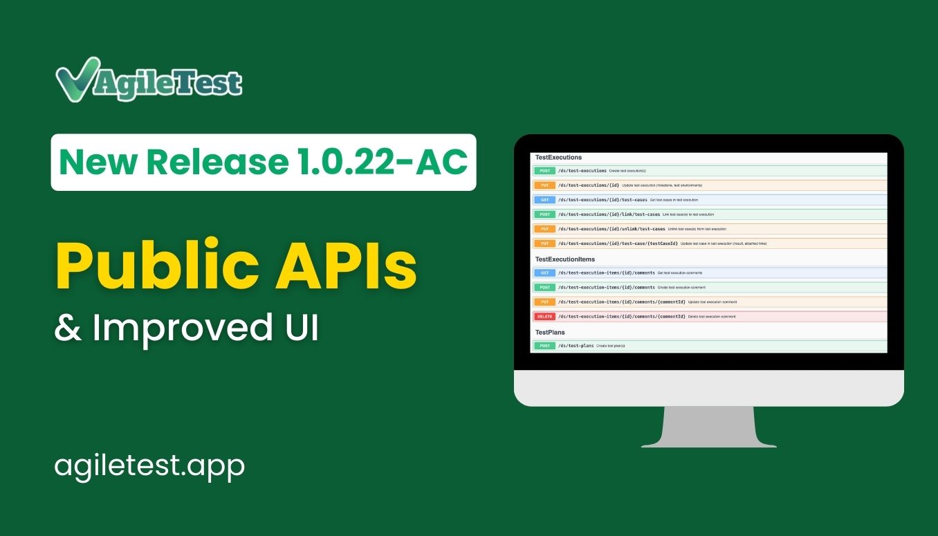 AgileTest New Release 1.0.22: First Public APIs