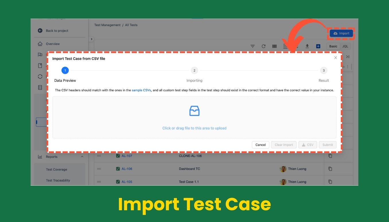 Import Test Cases
