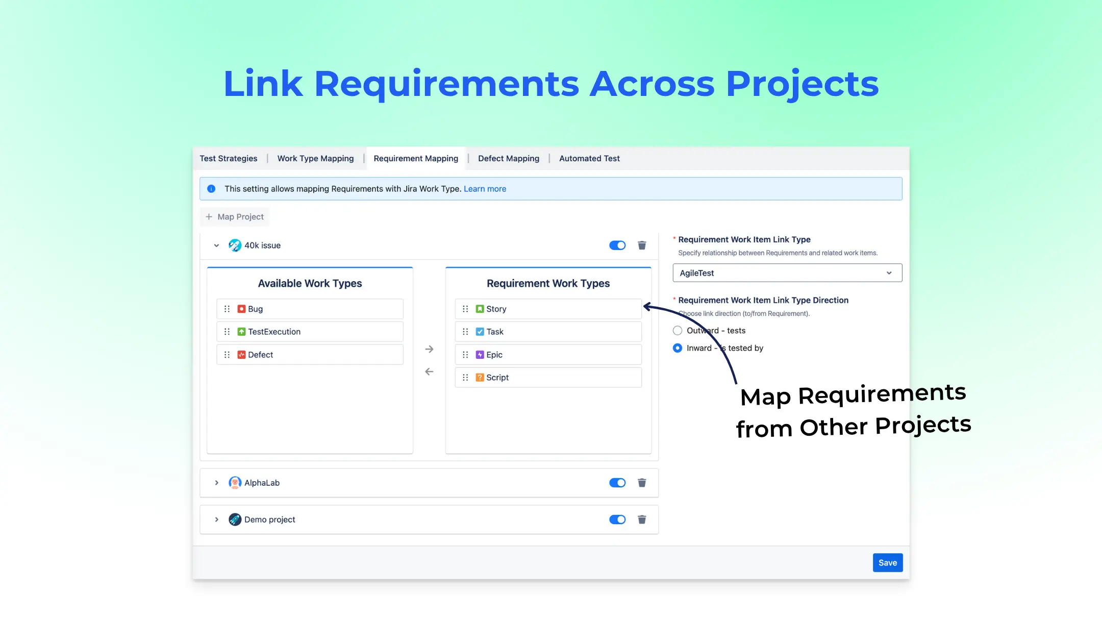 Jira Release: Link requirements across all projects
