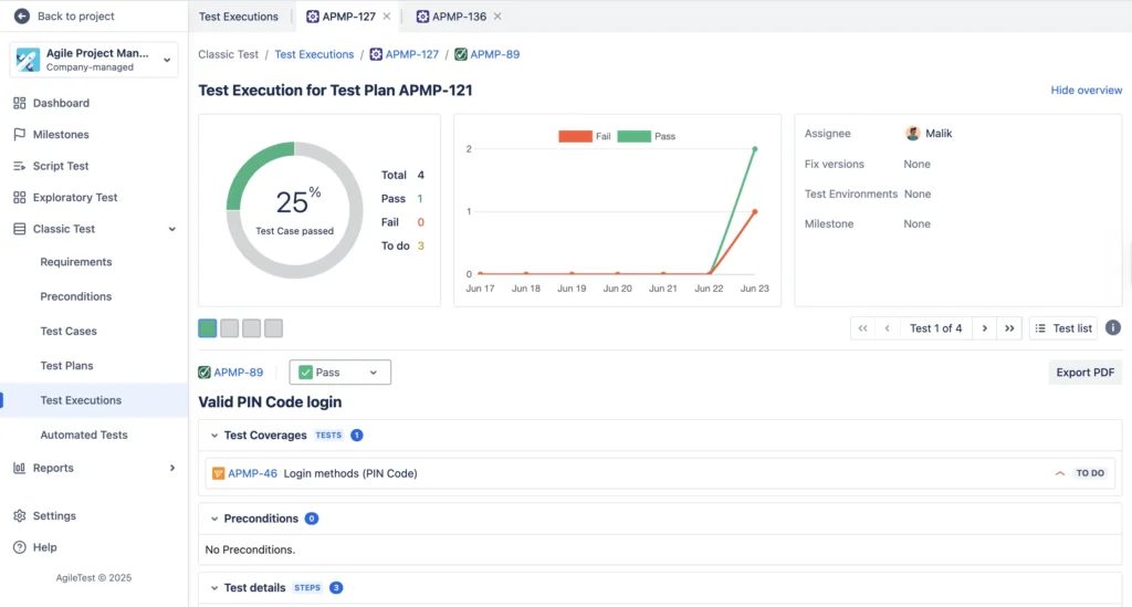 Test Execution in AgileTest