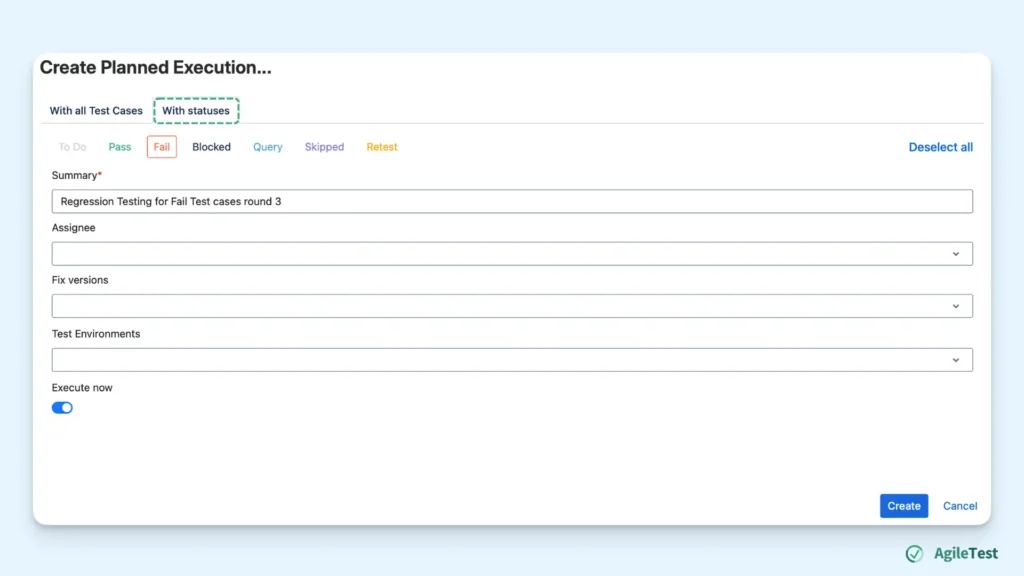 Manual test - Set up Test Execution 