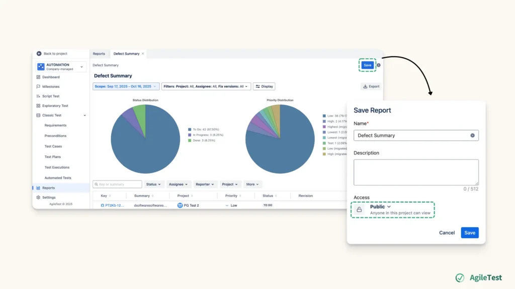 Report Test Results - Save reports