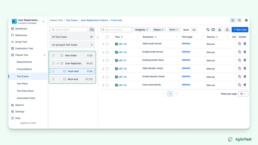 Here's How AgileTest Manages all your Test Cases