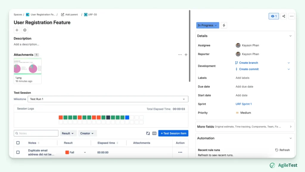 Store Exploratory Test Attachments - Jira issues