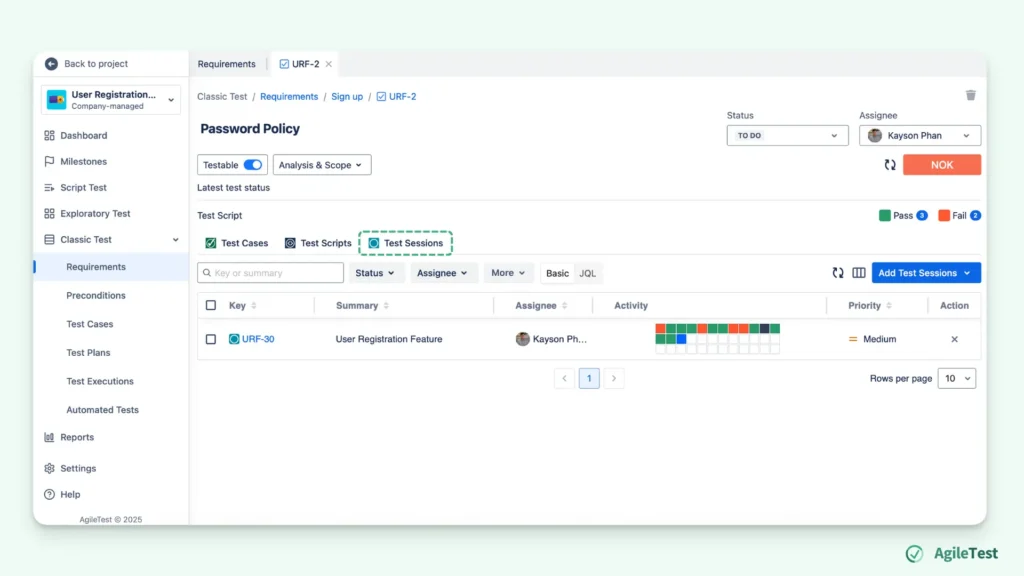 Track Exploratory Tests - Requirement