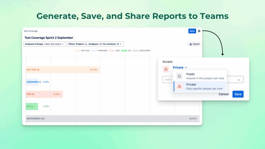 Generate, save and share reports