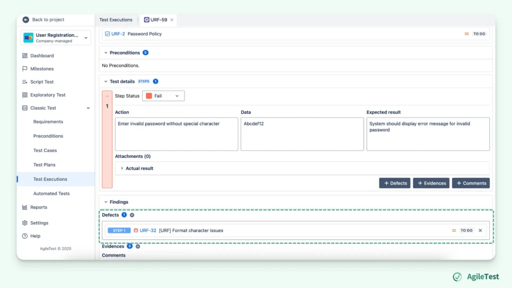 Link Test Cases with Defects