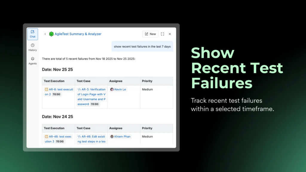 AgileTest Agent _ Show Recent Test Failures