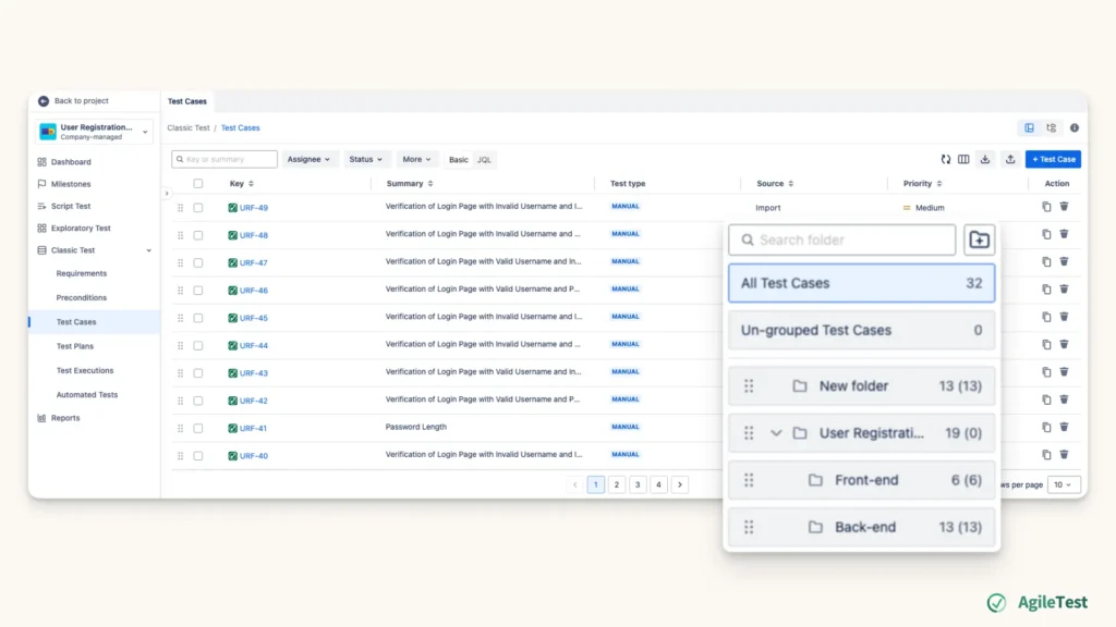 Test Case with AgileTest