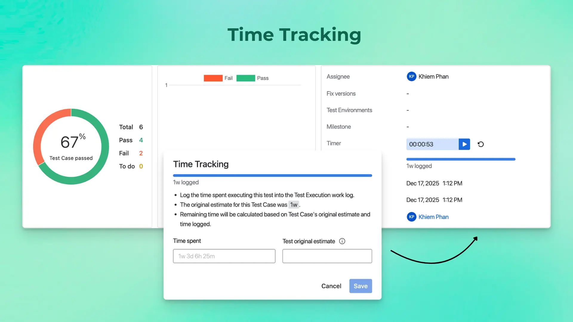 Time tracking in Jira testing