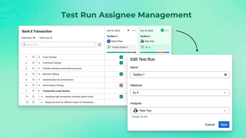 Assign people to test run