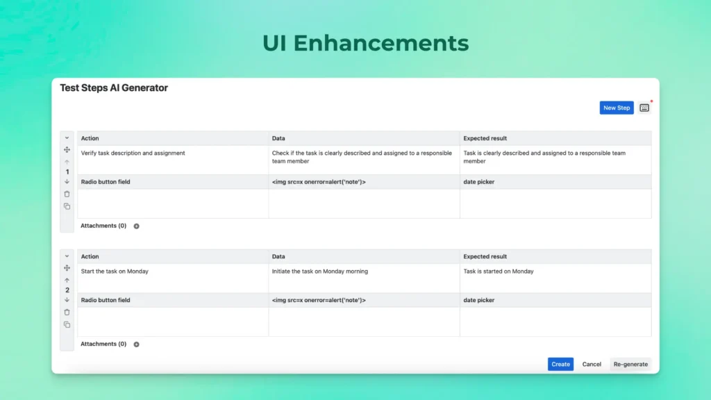 UI Enhancements for AgileTest