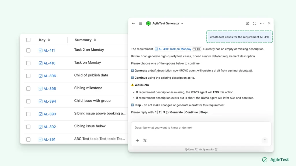 AgileTest AI Agents - Atlassian Test Case Management