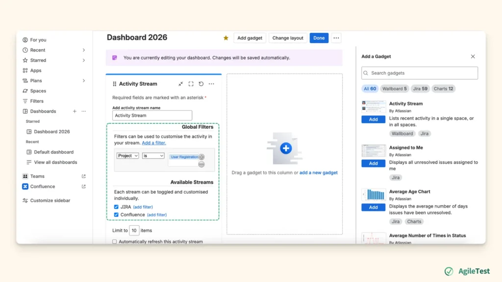 Creating Jira Dashboard