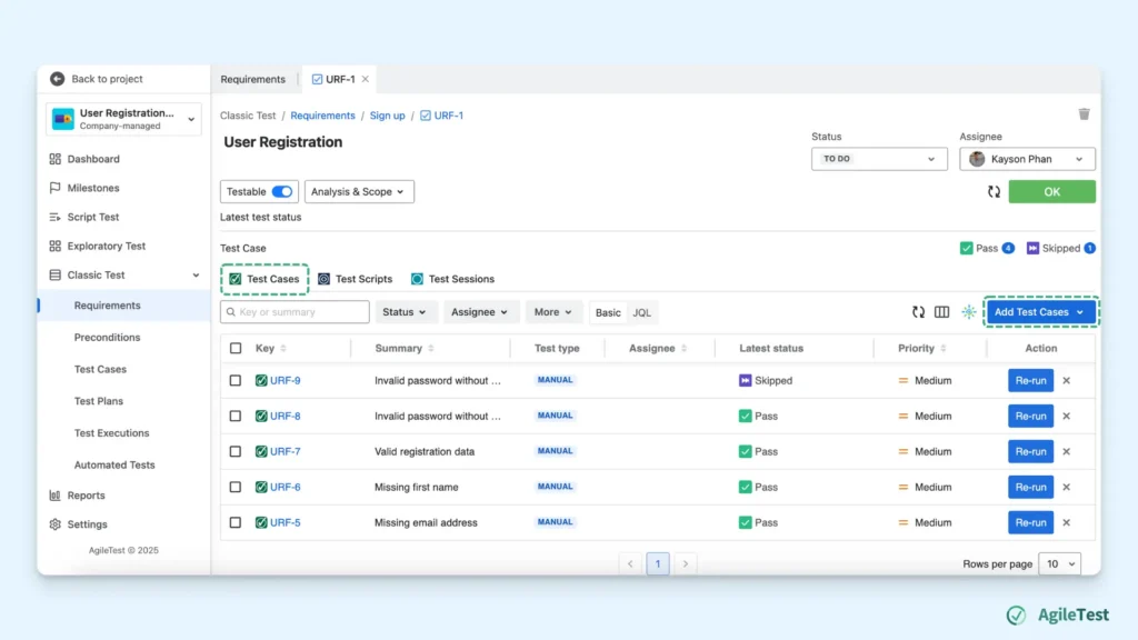 Step 1_ Link requirements with corresponding test items