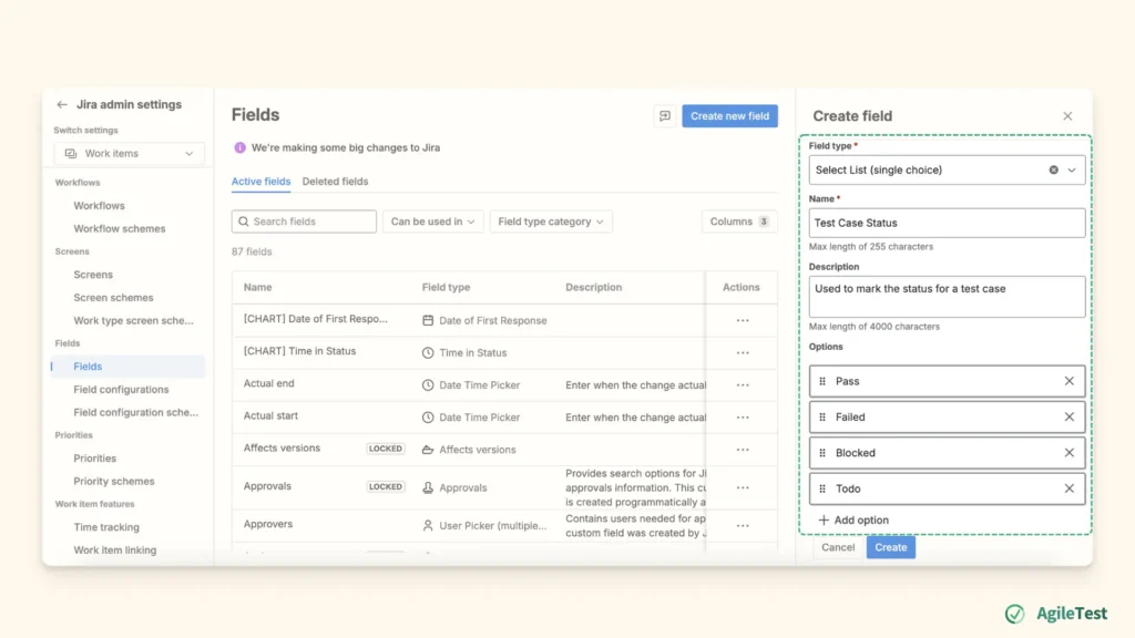 Test Management project - Custom Field