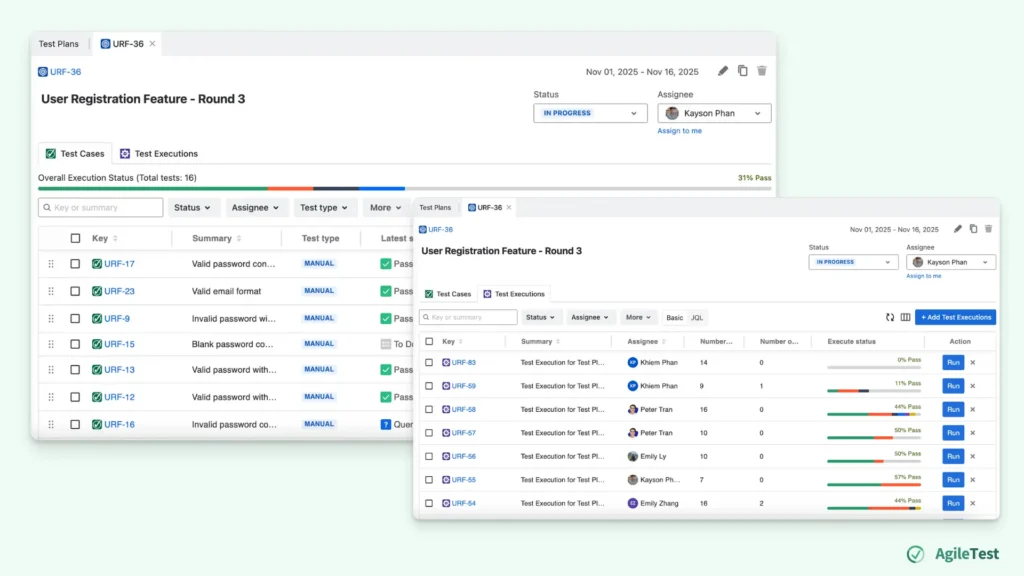 Test Plans in AgileTest - Atlassian Test Case Management