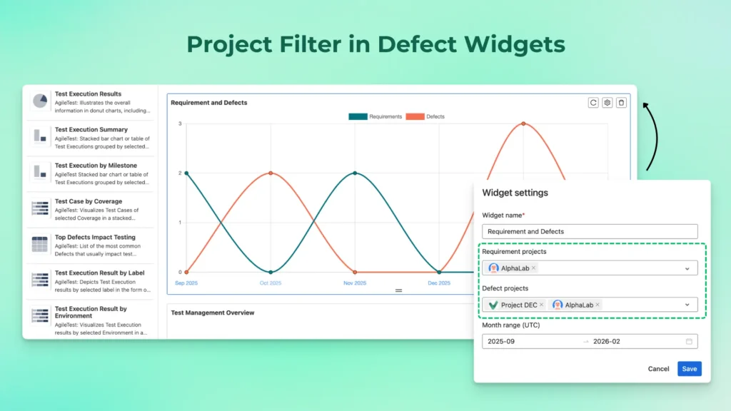 Project Filter in Defect Widgets
