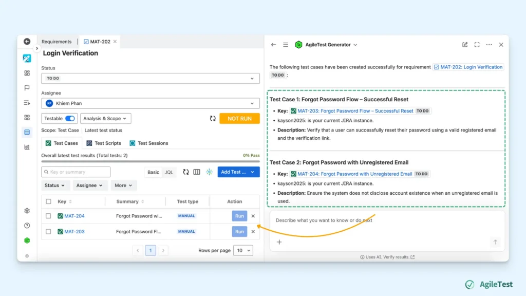 Create Test Cases with AgileTest Generator_Step 4_ Review and Add the Generated Test Cases