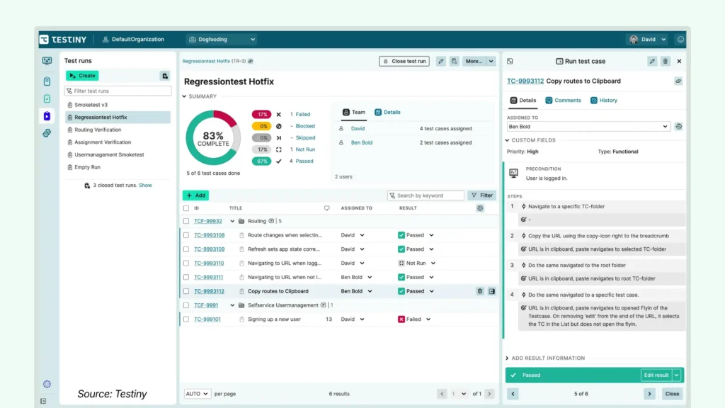 Free Tools For Tracking Test Cases and Executions - Testiny