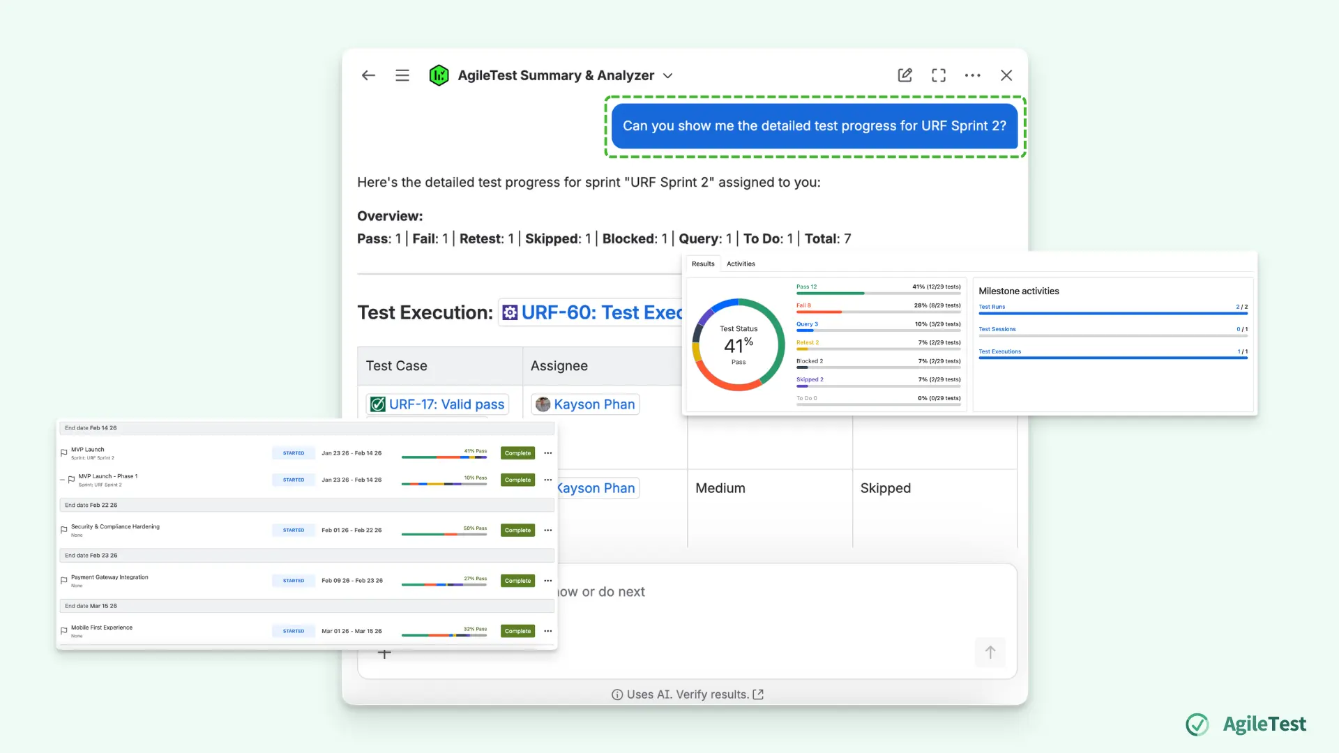 How To Manage Sprint Test Progress with the AI Assistant_Step 4 Ask AgileTest Summary & Analyzer To Track Details