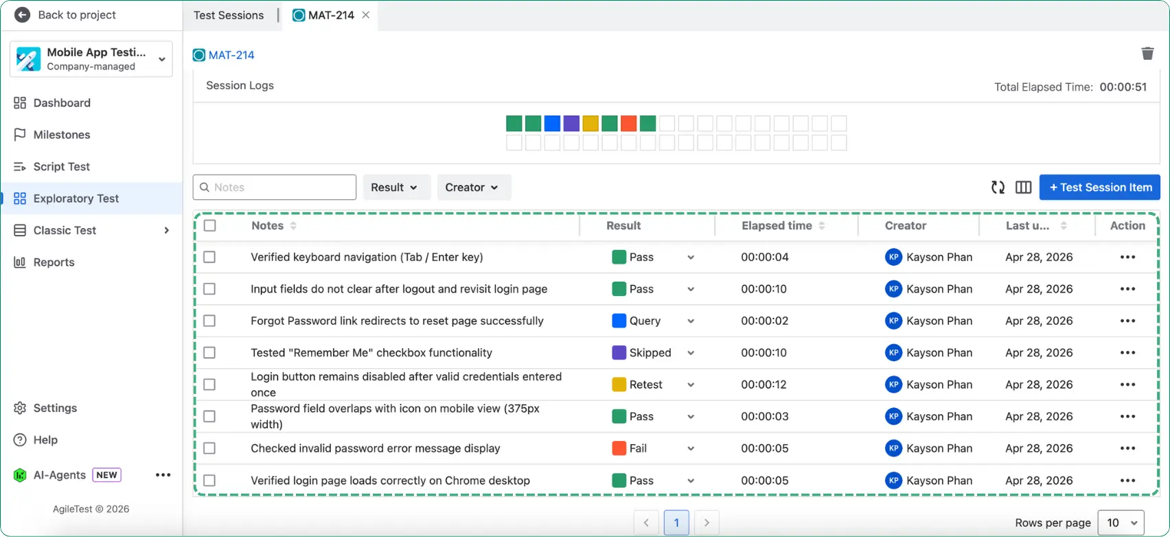 Exploratory Testing For Jira How To Perform It With AgileTest - Step 2: Record Your Testing Notes