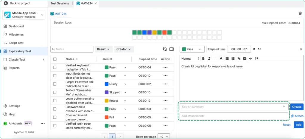 Exploratory Testing For Jira How To Perform It With AgileTest - Step 3: Attach Your Evidence and Link Issues