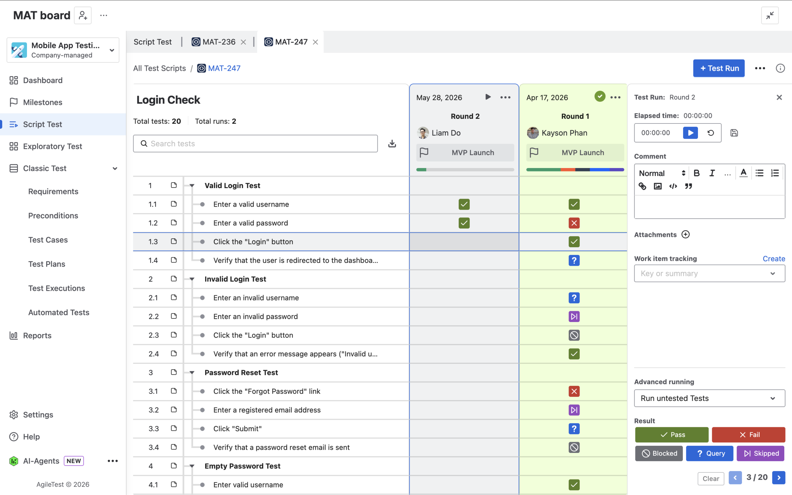 Alternative Use Script Test for lightweight regression checks