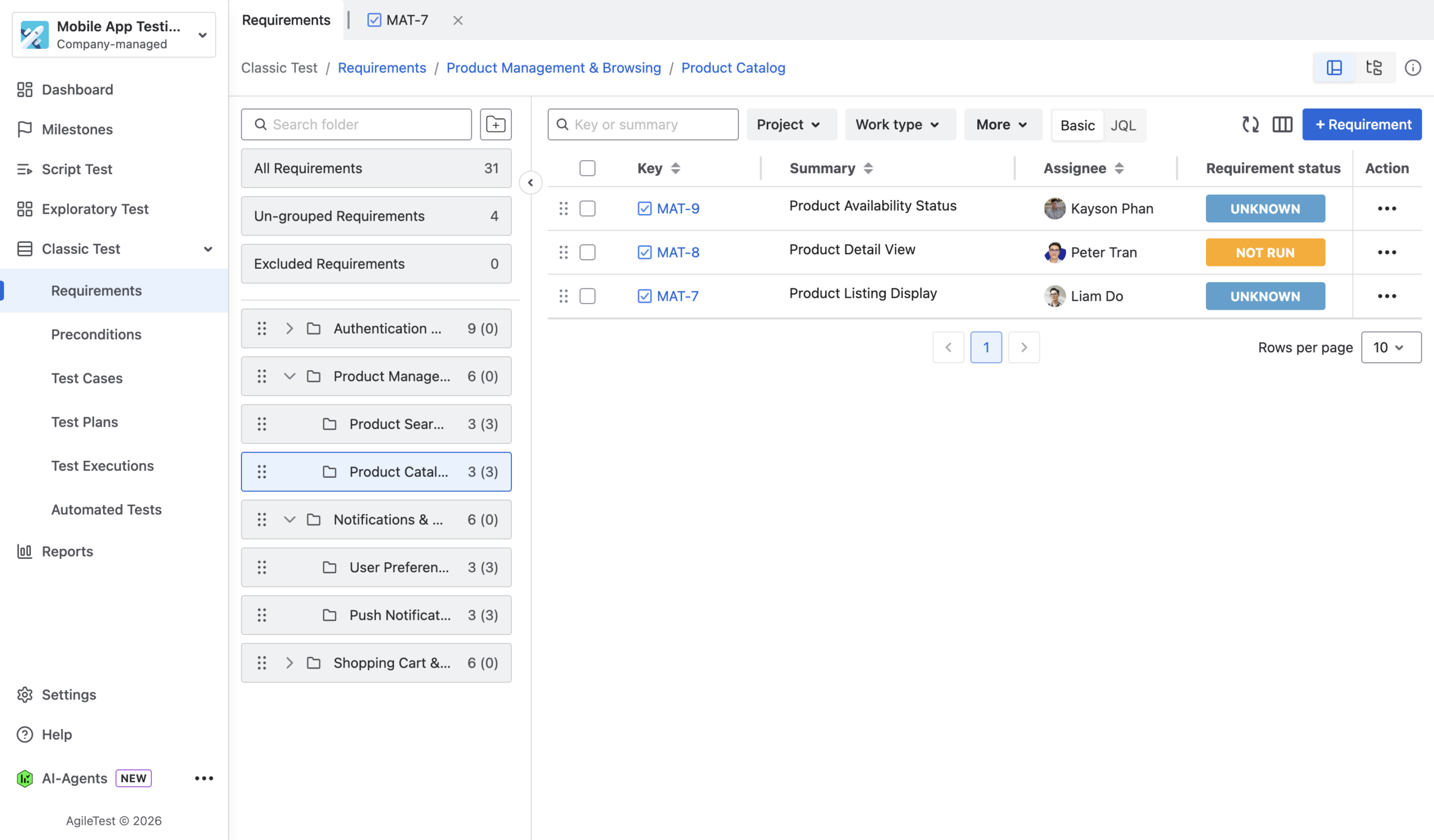 Step 1 Define the requirements that need regression coverage
