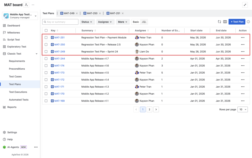 How to effectively manage regression testing in Jira with AgileTest