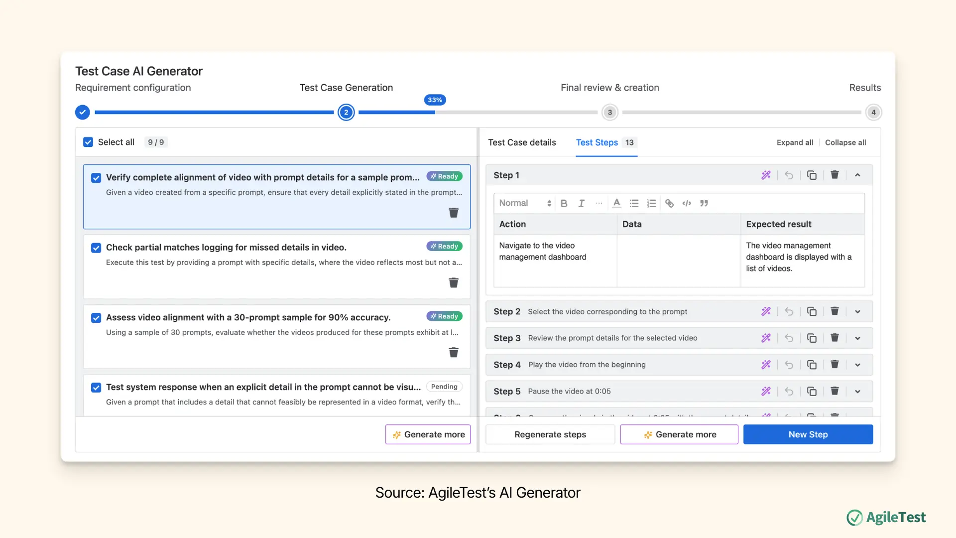 AI Generator in Jira - AgileTest - AI generate test cases, test steps with feedback